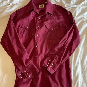 Men’s Red Geometric Pearl Snap Shirt